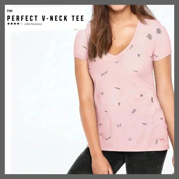 🆕PINK PERFECT V-NECK TEE S🆕 - Picture 1 of 4